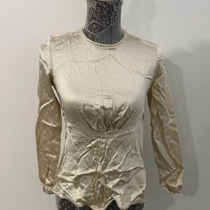 Chic Cream Long Sleeve Women's Top